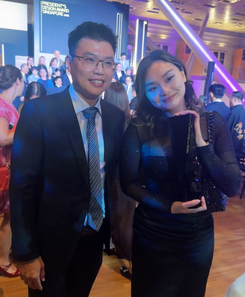 Me with a colleague at the President’s Design Award, Singapore