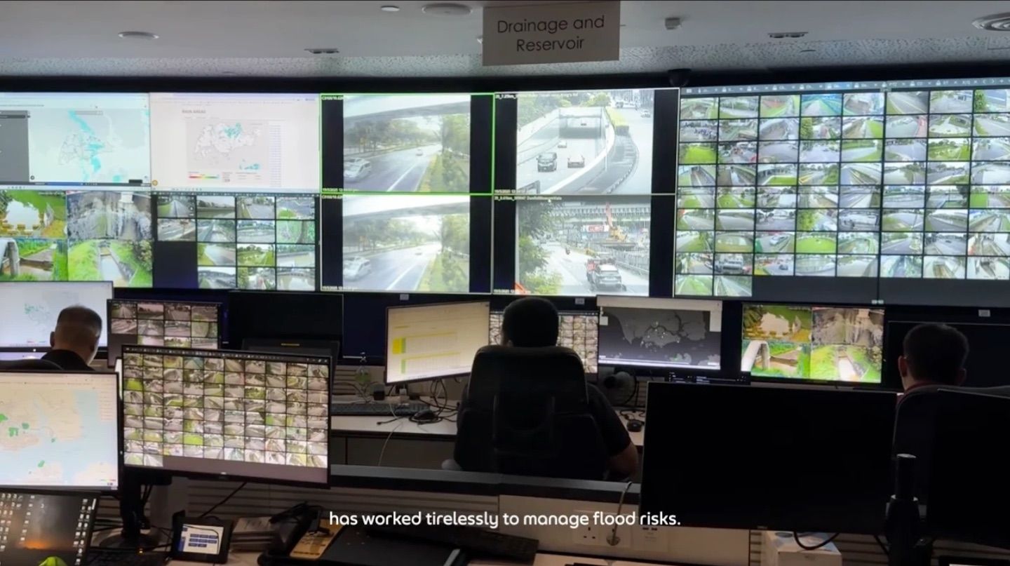 PUB’s control room, with walls of CCTV screens