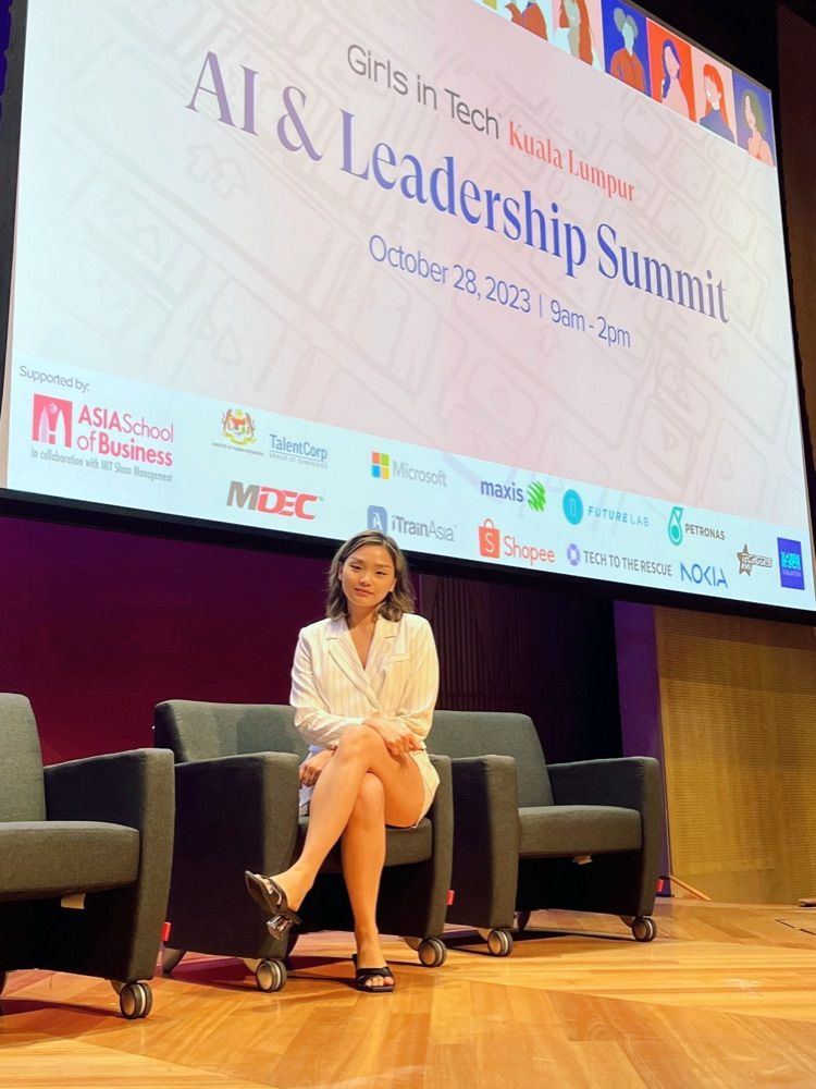 Me on stage at the Girls in Tech AI & Leadership Summit, Kuala Lumpur