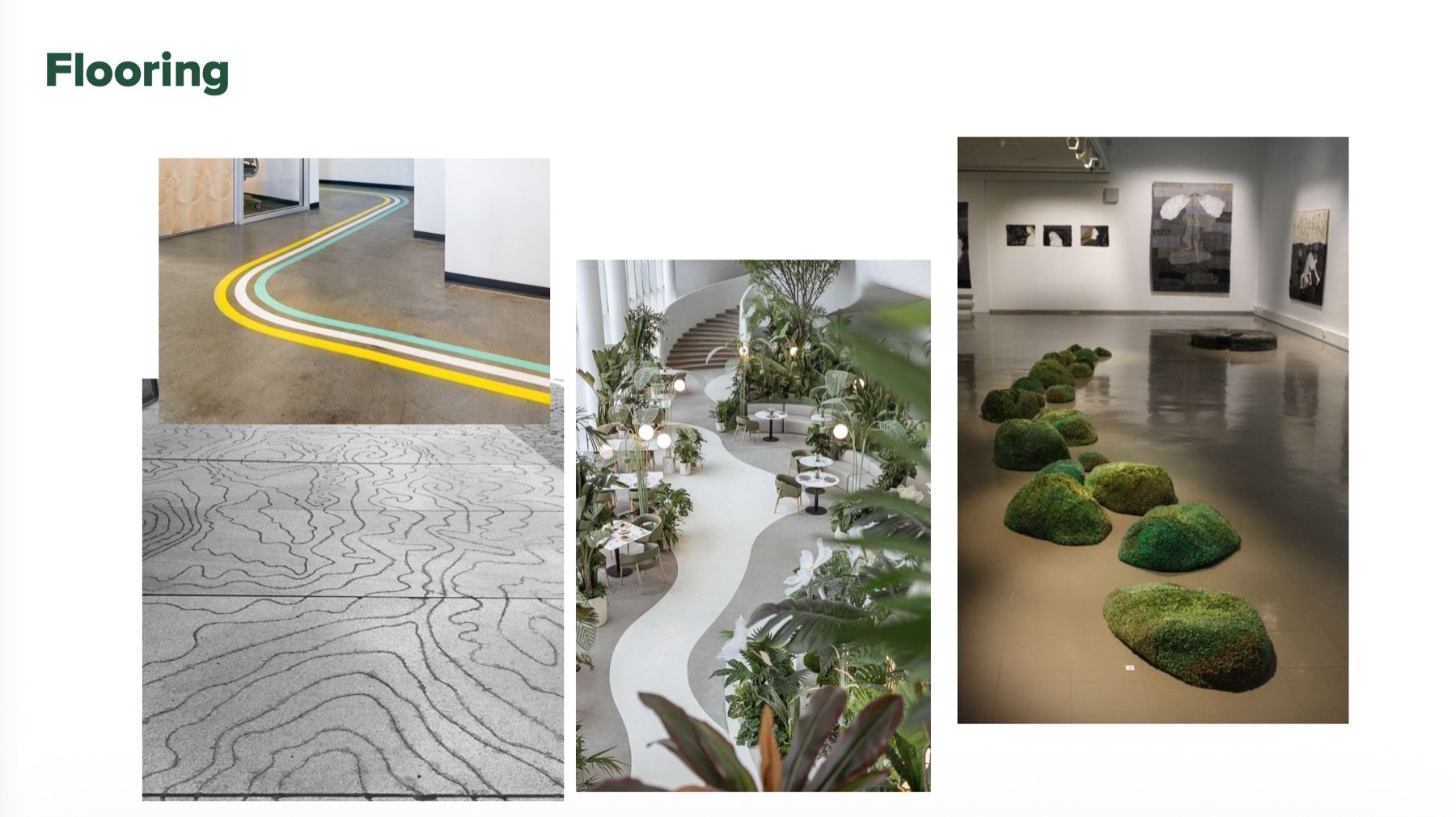 Brief slide on flooring: road-like paths with references