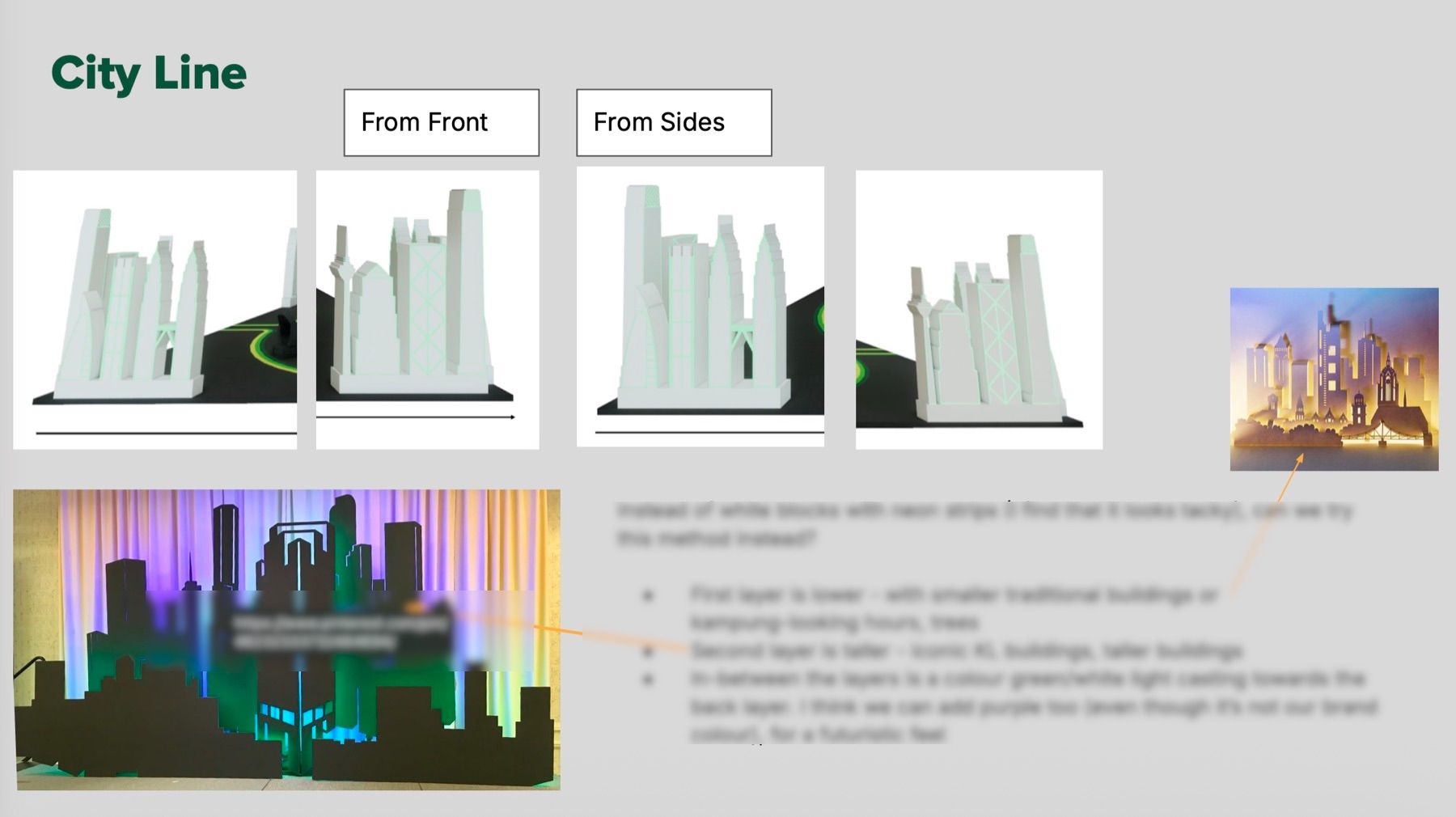 Brief slide on the city line: a skyline wall with references