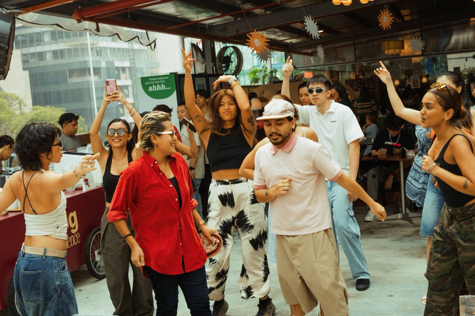 Dancers on the rooftop deck