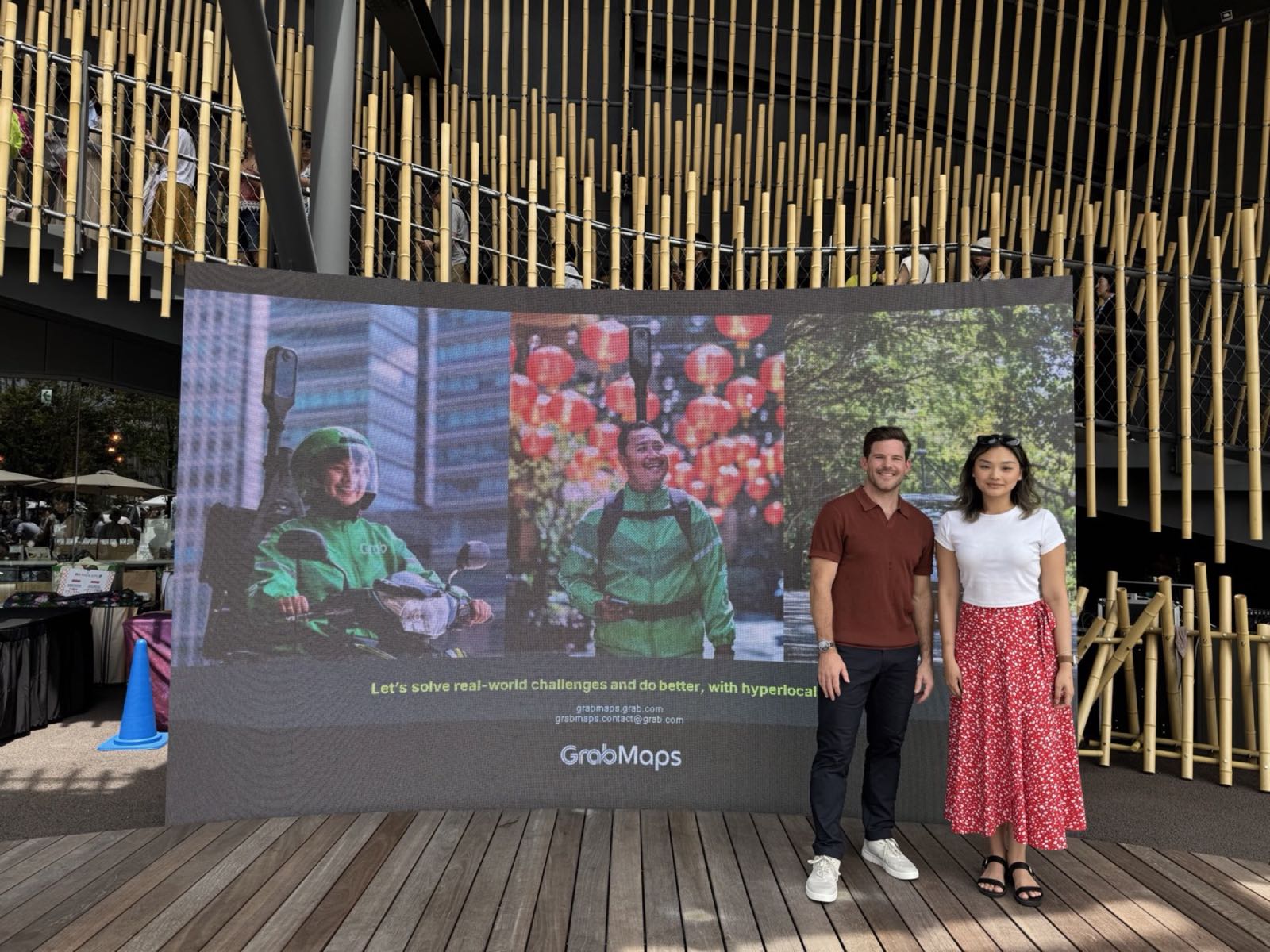The photography on stage at an event