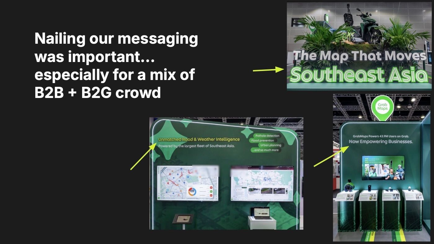 Planning slide on messaging for a mixed B2B and government crowd